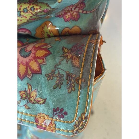 Kalencom Laminated Diaper Buckle Bag Turquoise Pink Gypsy Wildflower - Picture 7 of 10